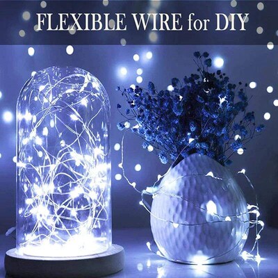 20 Pack String Fairy Lights 20Led 2M Silver Copper Wire Batt