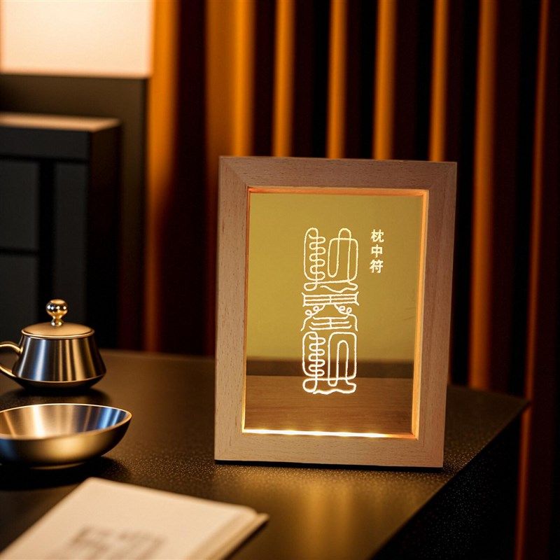 奇门符局摆件灯大师笔赋精雕实木USBLED夜灯展灯旺利符如意符,家居饰品,桌面摆件,淘宝优惠券,粉丝福利购,淘宝优惠卷