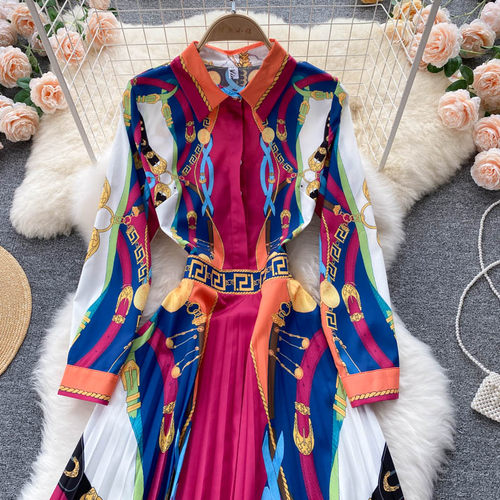 Fitaylor Spring Autumn Women Bohemian Print  Neck Long Sleev