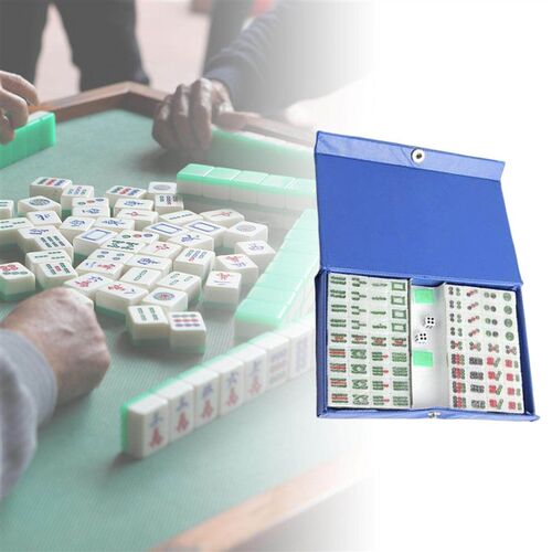 Portable Chinese Mini Mahjong Set Tiles Game with Storage Bo