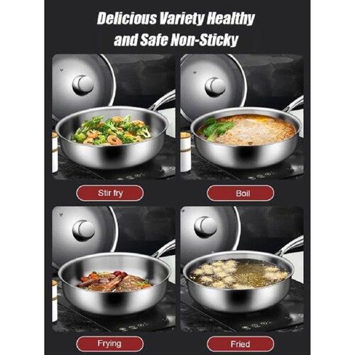 Stainless Steel Wok Frying Pan 22 304 Stainless Steel 2MM