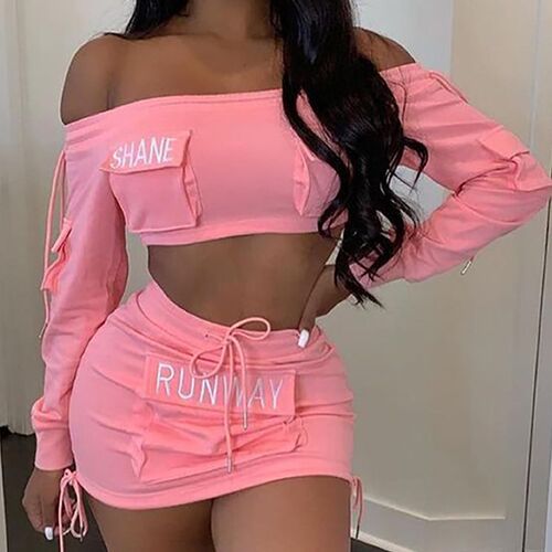 2021 new fashion womens pocket design letter word collar sh