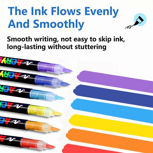 12/24/36/48/60 Colors Acrylic Paint Pens Markers Brush Tip P