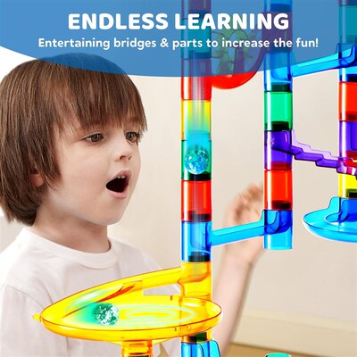 Glowing Marble Run Construction Building Blocks Toys STEM管