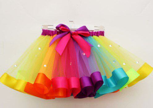 Girl Rainbow skirt princess skirt kids sequins dance skirt