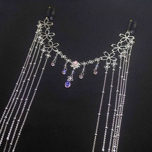 Fairy Long Tassel Veil Hair Ornaments Forehead Chain Face Cu
