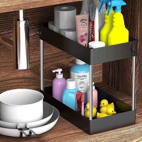 2 Tier Under Sink Organizer Drawer Organizers Storage Rack K