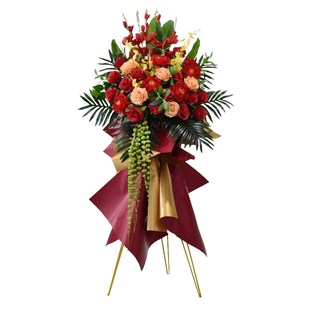 新店开业花篮三脚架假花仿真花摆设橱窗车展交车花艺路引落地摆件