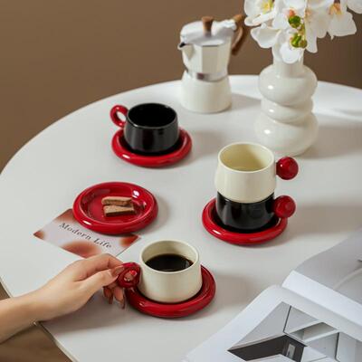 Ceramic coffee cup and saucer set; afternoon tea set