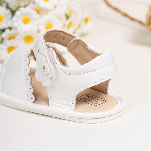 Baby Soft Sole Shoes 婴儿纯色花朵魔术贴学步凉鞋新款