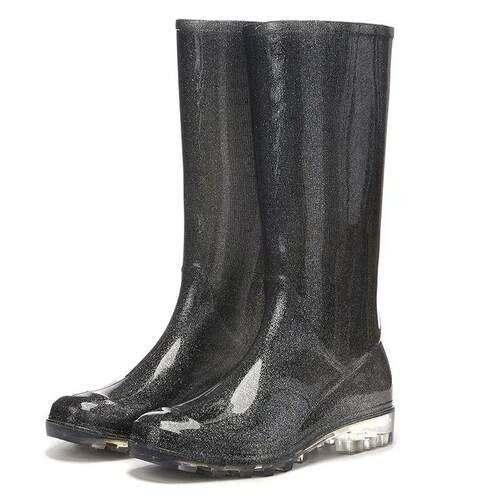 Womens fashionable pink to white gradient rain boots - high