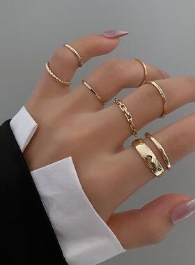 Rings Set Hot Selling Metal Hollow Round Opening Women Chain