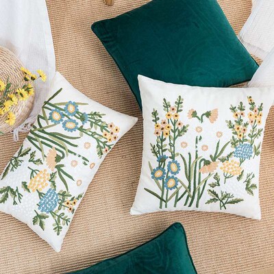 Modern Pastoral Ins Cotton Canvas Embroidered Pillow Homest