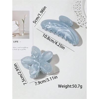 2Pcs/SetOcean Blue Plumeria Acetate Hair Claws Hair Clips Fo