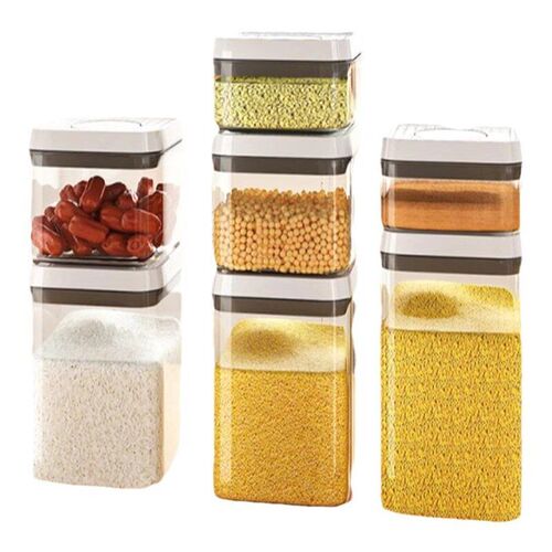 Press Open Clear Plastic Food Storage Box Jar Kitchen Pantry