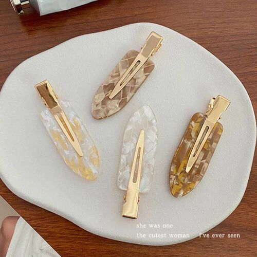 4pcs Simple Mixed Color Hair Clips Side No Trace Bangs Duckb