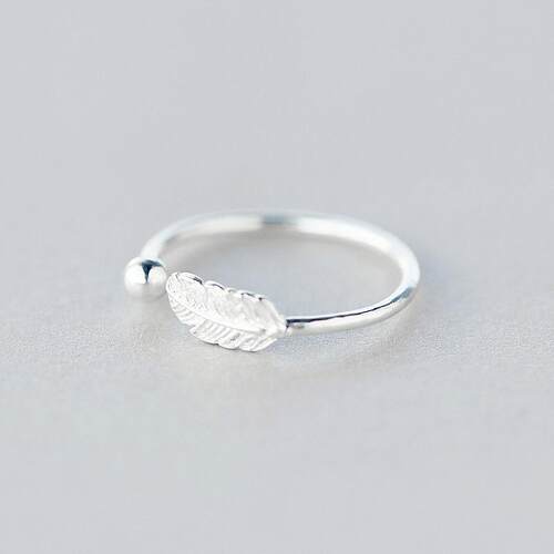 Simple Fashion Silver Color Cute Elegant Feather Adjustable