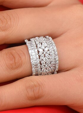 Missvikki 2023 New Gorgeous Wide Rings Cubic Zircon Crystal