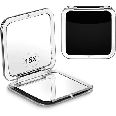 Compact 15X Magnifying Makeup Mirror for Travel Small Pocket