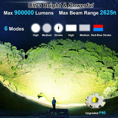 Rechargeable Spotlight 900000 Lumens Led Spot Lights Handhel