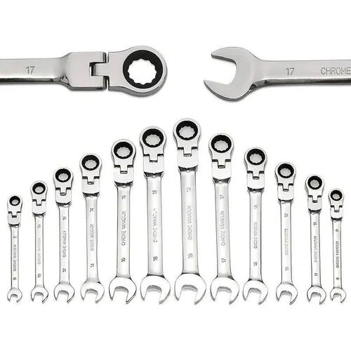 Flexible Pivoting Head Ratchet Wrench Spanner Garage Metric