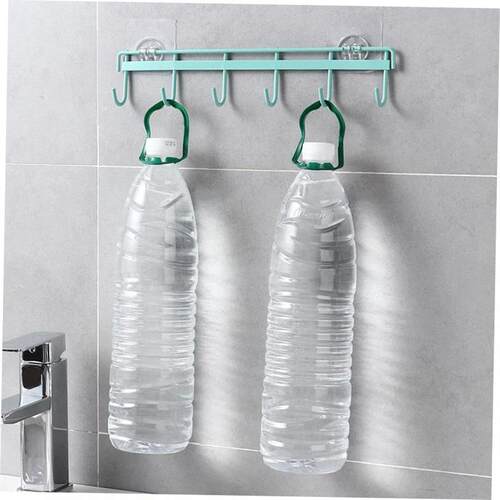 kitchen hook non-trace glue six hooks wall hanging steel 1