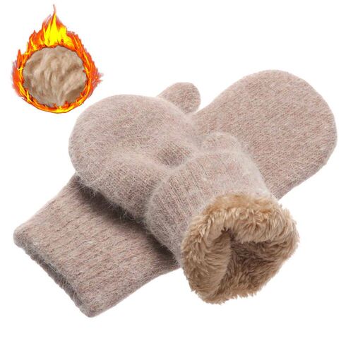 1Pair Double-layer Rabbit Hair Gloves Female Plush Korean So