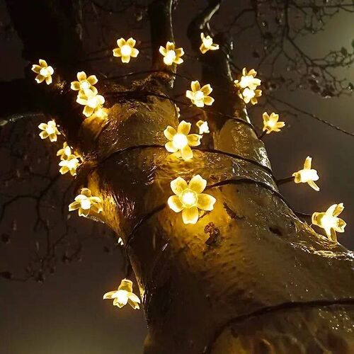 5M/7M/12M Solar Cherry Flower String Lights Outdoor Waterpro