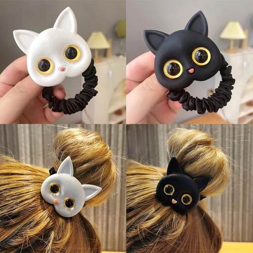 Women Cute Cat Hair Ties Rubber Bands Elastic Hair Bands Kor