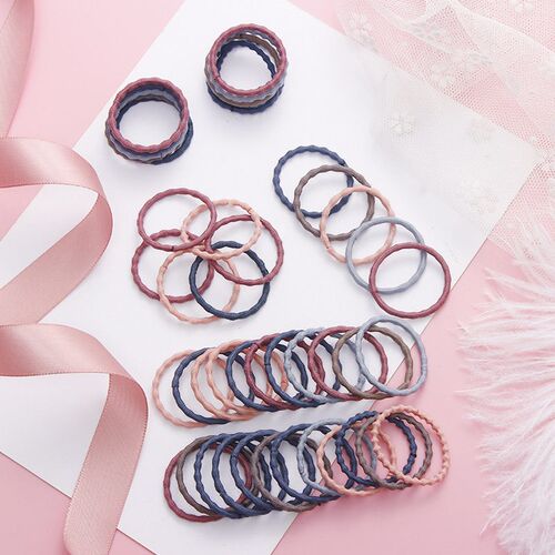 50/100Pcs Sweet Girls Nylon Scrunchie Solid Color Elastic Ha