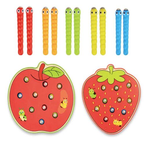 Magnet Strawberry Catch Worms Board Fishing Game for kids Ma