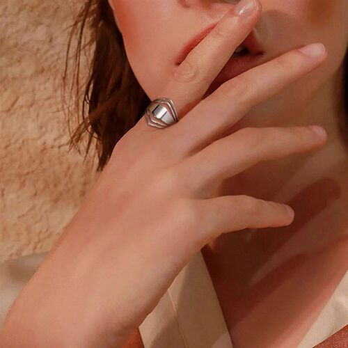 Skyrim Stainless Steel Womens Ring Simple Heart Butterfly M