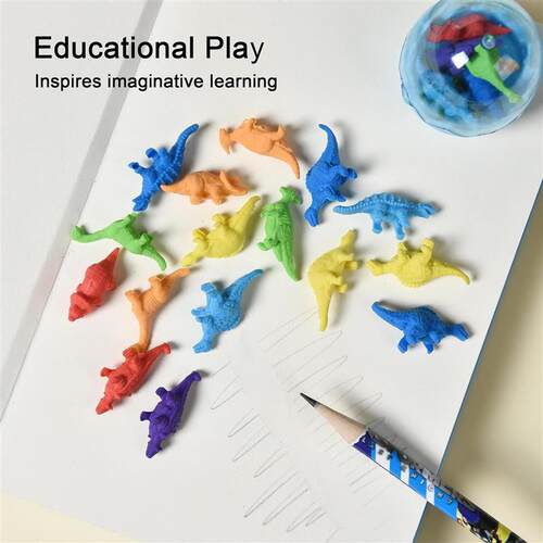 12pcs Dinosaur Eggs Erasers Kids Mini Dino Classroom Rewards