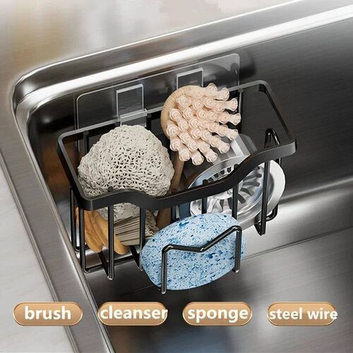 Sponge Holder for Kitchen Sink with Adhesive Hook Rustproof