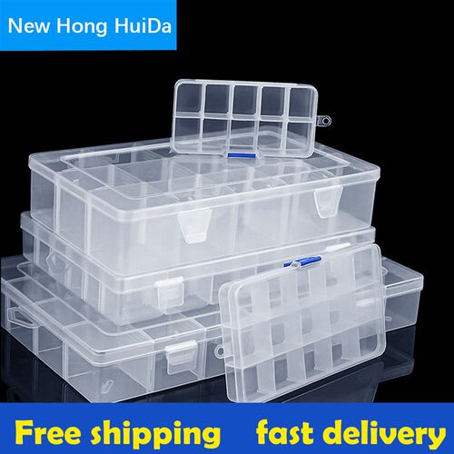 Container Plastic Box Practical Adjustable Compartment Jewel