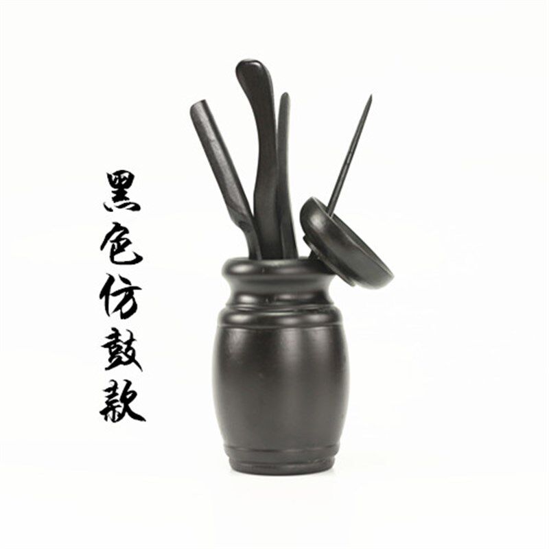 茶道六君子黑檀实木红木葫芦竹节六件套茶夹茶铲镊子配件茶艺表演
