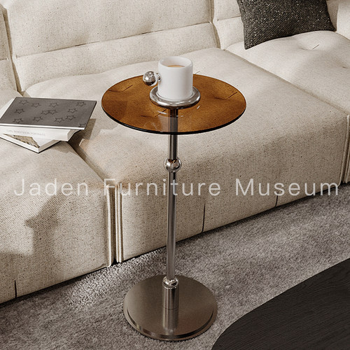 jaden杰登极简边几小户型客厅沙发圆形玻璃角几不锈钢阳台小茶几