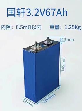 25年电新A196品国轩磷酸铁锂全大单体电芯67ahLifepo4池