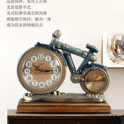 座钟客厅复古欧台钟创意钟工艺装摆件直F95S7676行车饰时温度式计