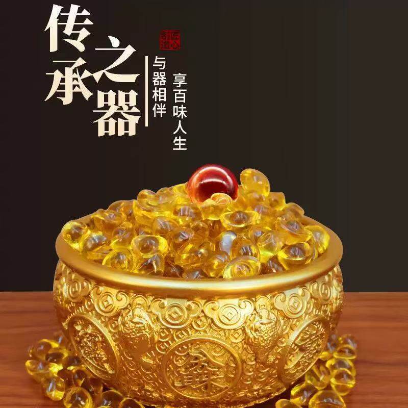 金色招财鱼缸摆件创意家居装饰工艺品摆件