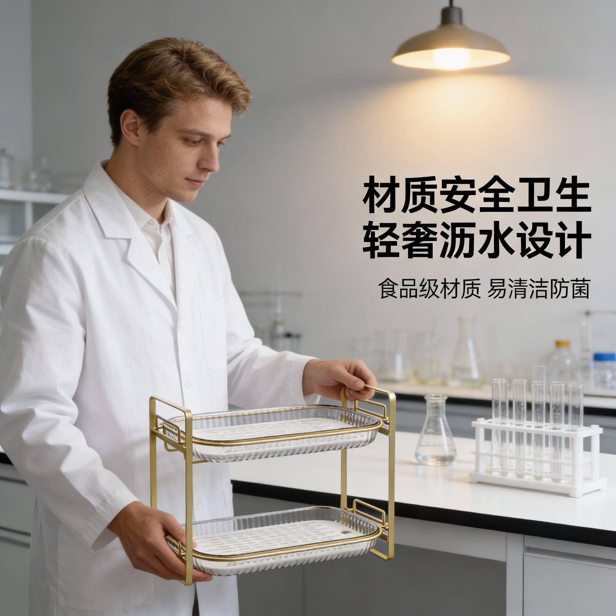2026新款轻奢铁艺双层可拆沥水置物架厨房浴室梳妆台多功能收纳