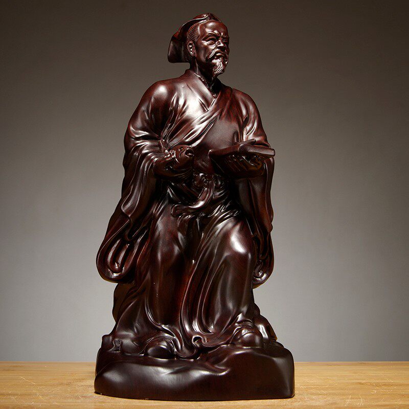 黑檀木雕鲁班祖师雕像鲁班雕塑人物雕刻摆件家居客厅公司装饰送礼