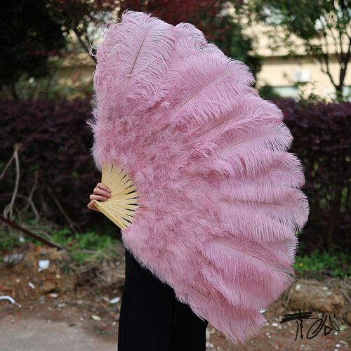 新款 60cm半径鸵鸟毛扇子肚皮舞蹈演唱会酒吧表演道具羽毛绒扇子