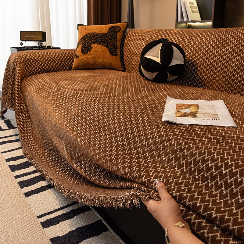 沙发罩套雪尼尔全盖布巾一片式防猫抓沙发巾四季三人位贵妃位坐垫