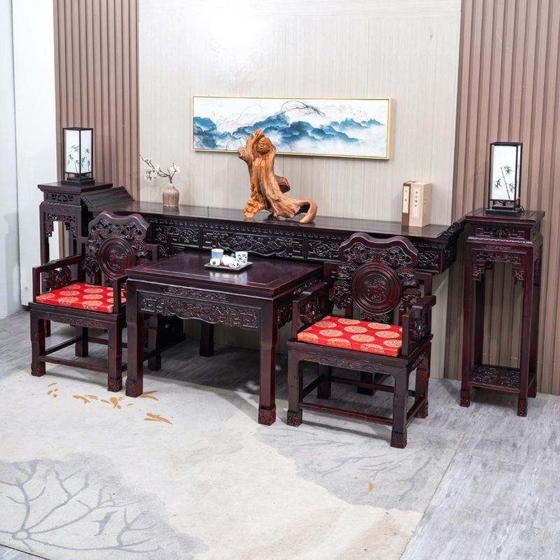 麒麟中堂六件套老榆木农村客厅堂屋家具实木中式条案四八仙桌供台