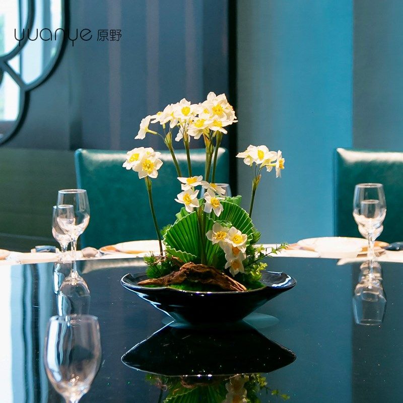 酒店仿真花摆件餐厅餐桌花摆花茶室茶几假花桌面陶瓷盘花艺摆设,家居饰品,仿真花/假花,淘宝优惠券,粉丝福利购,淘宝优惠卷