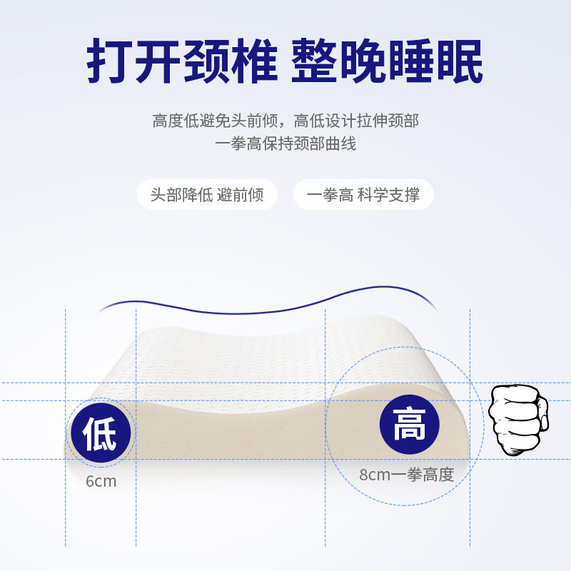 泰国乳胶枕颈椎枕头护颈睡觉专用助单人睡眠高低男女天然橡胶劲椎,床上用品,乳胶枕,淘宝优惠券,粉丝福利购,淘宝优惠卷