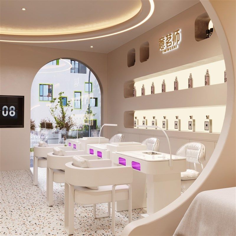 意茗师新款M1奶油风美甲桌椅装内嵌三代大功率吸尘器红光烤灯,商业/办公家具,美甲台,淘宝优惠券,粉丝福利购,淘宝优惠卷