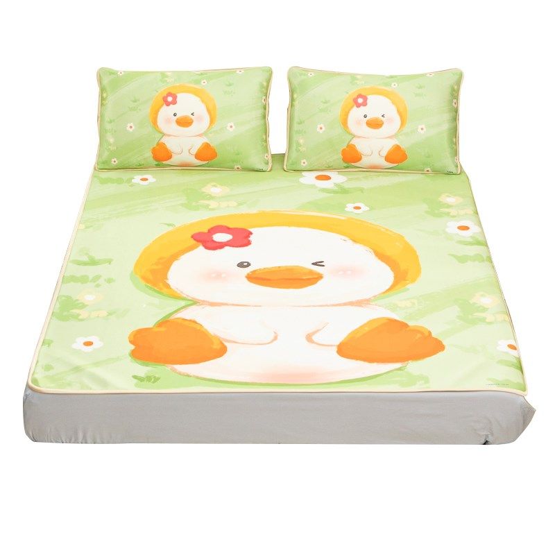 可爱小鸭子卡通凉席三件女生学生宿舍单人席子机洗水洗冰丝席,床上用品,冰丝席,淘宝优惠券,粉丝福利购,淘宝优惠卷
