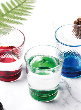 钢化ROUP罗派玻璃杯创意锤纹彩色威士忌商用西贝水杯牛奶果汁杯